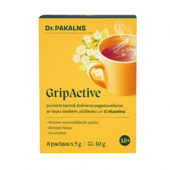 GripActive powder for hot drinks with linden flowers, elderberry and vitamin C