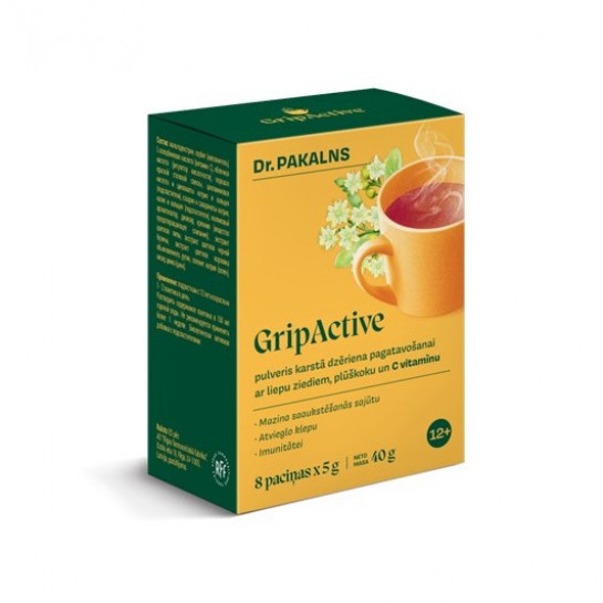 GripActive powder for hot drinks with linden flowers, elderberry and vitamin C