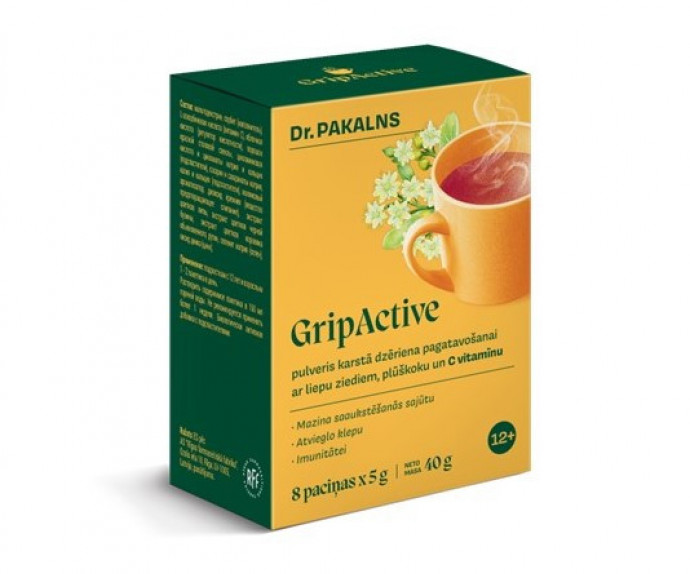 GripActive powder for hot drinks with linden flowers, elderberry and vitamin C